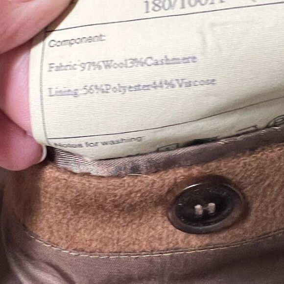 New Menticano Italian Wool Cashmere Blend Double Breasted Camel Mens Coat Sz 52 - Picture 7 of 9